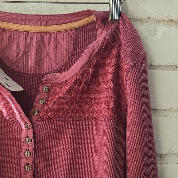 Women's Pink Henley Long-Sleeve Top - Picture 2 of 5